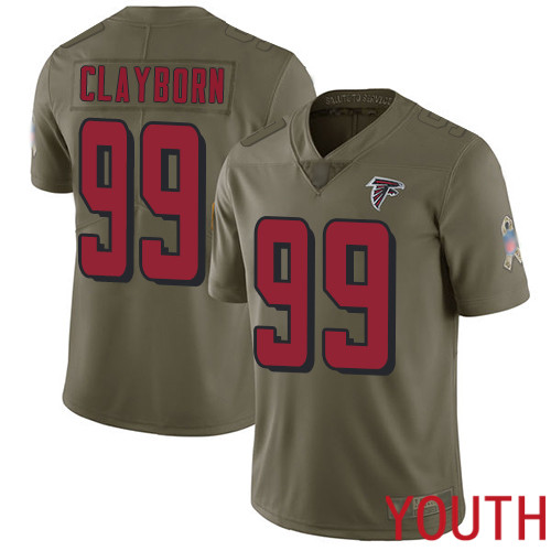 Atlanta Falcons Limited Olive Youth Adrian Clayborn Jersey NFL Football #99 2017 Salute to Service->youth nfl jersey->Youth Jersey